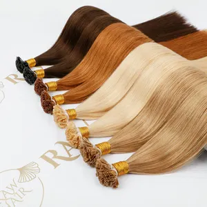 Wholesale Russian Virgin Human Hair Double Drawn white hair extension Flat tip Keratin Pre bonded K Tip Hair Extensions