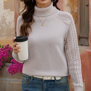 Suéter Casual de <span class=keywords><strong>Punto</strong></span> para <span class=keywords><strong>Mujer</strong></span>, Estilo Europeo Americano, Otoño Invierno, Ajustado, Color Puro, Largo por Delante - Product Image 1