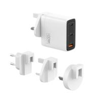Cargador de Pared USB C GaN de 100 W y 3 Puertos con Enchufe Universal Intercambiable Compatible con MacBook Pro Air, iPad Pro, iPhone, Galaxy