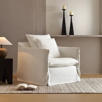 Fauteuil détachable et lavable style Wabi-Sabi avec rembourrage en éponge, mobilier de salon pour gîte, hôtel, petit appartement