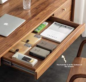 Nordic Solid Wood Surface <b>Walnut</b> <b>Table</b> Simple Modern Multi-function Workbench Computer Desk Japanese Style Writing Desk Drawers - Product Image 4