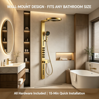 Ensemble de douche mural en acier inoxydable et laiton, panneau de douche intelligent haute pression avec système de mitigeur et pommeau de douche pluie pour salle de bain