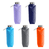 Bouteille d'eau pliable télescopique en silicone avec bouchon push-pull pour les sports de plein air, les voyages, portable, en déplacement J5977