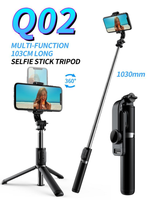 Q02 nouveau bâton de Selfie extensible 1030mm sans fil pour téléphone portable avec trépied
