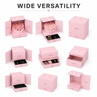 Cajas de Papel para el Cuello de la Camisa de Dos Piezas con Forma de Corazón Personalizadas, con Ramo de Rosas Únicas, para Empaque de Regalos de Lujo