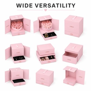 Boîtes en papier pour colliers, forme cœur, personnalisées, uniques, pour bouquet de roses, deux pièces, pour emballage cadeau de luxe - Product Image 5
