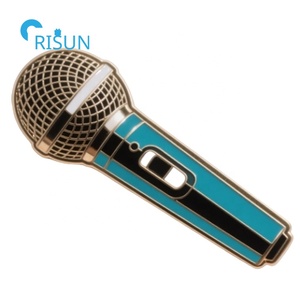 Pin de Solapa con Micrófono de Música Hip <span class=keywords><strong>Hop</strong></span> Rap, Pin de Esmalte Suave y Duro, Broche Personalizado con Micrófono - Product Image 4