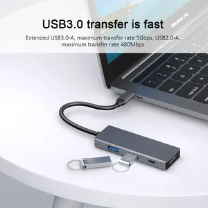 USB 유형 c 4 1 usb 허브 변환기 분배기 4K 2 USB PD 충전 어댑터 노트북 태블릿 전화 프로젝터 모니터