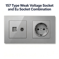 Enchufe de Pared Combinado de Vidrio Templado Tipo 157, Enchufe Europeo Schuko de 16 A y 220 V con Puerto de Red RJ45 para TV y Corriente Débil