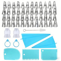 58-teiliges Fortgeschrittenes Tortendekorations-Set Creme-Quetschwerkzeug-Sets mit Edelstahl-Spritztüllen für Bäcker