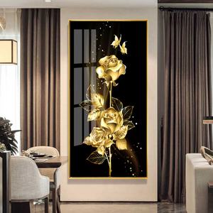 Cuadro Decorativo Moderno para Pared, Pintura Artística de Porcelana con Flores Románticas Abstractas y Cristales - Product Image 2