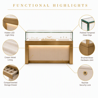 Vitrines de luxe pour bijoux avec éclairage LED et design éco-responsable pour la décoration de magasins, les stands de salons professionnels et les showrooms