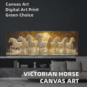 Современная викторианская эпоха, скачущие лошади, животные, настенная живопись, Безрамная картина маслом на холсте, цифровая печать, настенное искусство - Product Image 4