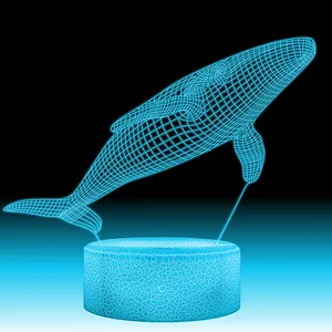 Sea World – veilleuse 3D colorée avec interrupteur tactile, télécommande, lumière ambiante pour chambre à coucher