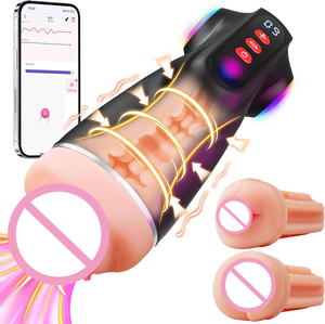 Erkekler İçin Seks Oyuncağı 9 Emişli 9 Titreşimli 3D Dokulu Yumuşak Kılıf Isıtmalı Cep Boy Erkek Mastürbatörü APP Kontrollü LCD Ekranlı - Product Image 1