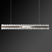 Acier inoxydable de style américain lampes en cristal rectangulaire salle à manger pendentif lampe lustre