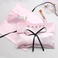 Pochette de Rangement en Satin Rose Imprimée Logo Personnalisé pour Extensions Capillaires, Cosmétiques, Soie de Luxe, Emballage Cadeau, Perruques et Anti-Poussière
