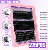 Cils individuels DIY à base pointue de 15 rangées, 9-16 mm, C/D, 300 pièces, 60P, 80P, cils en grappe synthétiques faits à la main