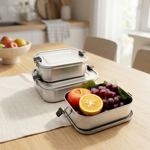 Boîte à lunch écologique anti-fuite en acier inoxydable, boîte à lunch portable, boîte à lunch bento pour enfants - Product Image 1