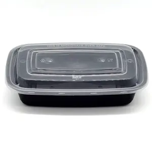 american style rectangular style pp take away style disposable plastic bento box with for fast food meal box