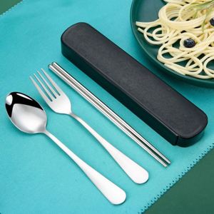Juego de Cubiertos Portátil de Acero Inoxidable con Cuchara, Tenedor y Palillos para Viajes, Campamentos y Regalos Promocionales - Product Image 4