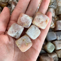 Cubo de Cristal de Ágata de Flor Pulida de 2 cm, Forma Cuadrada Natural, Piedra de Ágata de Flor Pulida para Decoración del Hogar