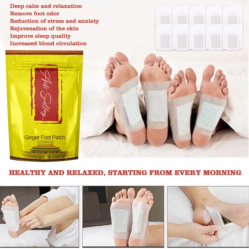 10pcs anti swelling detox foot patch improve sleep detox patches for feet foot and body care ginger foot pads
