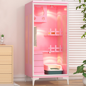 Yeni varış lüks pembe Pet Modern ahşap kedi mobilya ahşap ev evcil hayvan kafesi kedi - Product Image 2