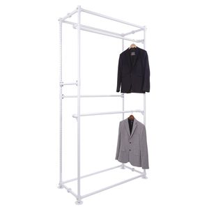 Espositore per negozi di abbigliamento in metallo MDF porta abiti pavimento espo