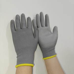 2025 Venta caliente carcasa de poliéster con guantes baratos recubiertos de Palma gris <span class=keywords><strong>PU</strong></span> - Product Image 1