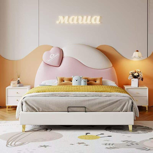 Letto in Pelle di Alta Gamma, Moderno e Lussuoso, Matrimoniale Imbottito Sospeso, Arredamento per Camera da Letto di Villa - Product Image 2