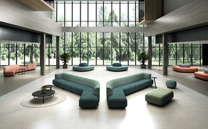 Ensemble de canapés de bureau ronds extensibles modernes, meubles modulaires commerciaux pour les zones de réception des hôpitaux, des hôtels et des halls - Product Image 5