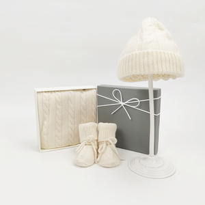 Couverture en cachemire personnalisée pour bébé, chaussettes <span class=keywords><strong>tricot</strong></span>ées en cachemire pour bébé, ensemble de 3 pièces en cachemire pour bébé - Product Image 2