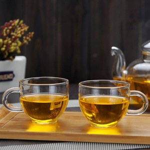 Taza de té de vidrio con asa de 336 ml, color sólido, forma cónica, para beber té, juego de regalo - Product Image 3