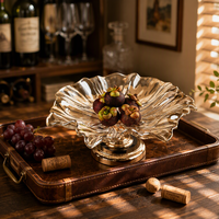 Plateau à fruits en métal et verre cristal de design européen, bol de luxe pour la maison, plateau de table basse portable pour le rangement des fruits secs et des bonbons