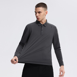 <span class=keywords><strong>Polo</strong></span> a maniche lunghe da uomo, nuova collezione, con colletto alla coreana, tinta unita, per primavera autunno, abbigliamento casual da lavoro - Product Image 2