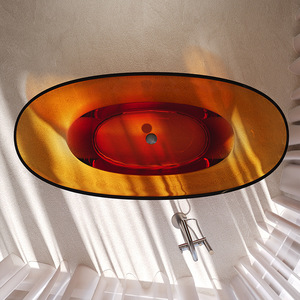 Baignoire autoportante moderne <span class=keywords><strong>en</strong></span> résine bleu royal de luxe, transparente, facile à installer - Product Image 3