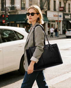 LOVEVOOK, elegante bolso de trabajo de 15,6 pulgadas para mujer, maletín impermeable de cuero PU con cremallera para oficina, negocios, enseñanza, Viajes - Product Image 2