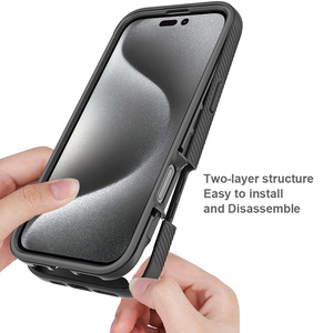Pour <span class=keywords><strong>iPhone</strong></span> 16 étui transparent protecteur d'écran intégré, 360 Full Body double couche TPU + PC housse de téléphone antichoc pour <span class=keywords><strong>iPhone</strong></span> 16 Pro Max - Product Image 3