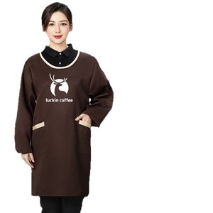 Long Sleeve Apron Waterproof Polyester Restaurant Bar Workwear With Embroidery Print For Men Women - Product Image 3