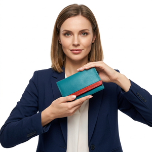 WRIZA Luxury Business Unisex Genuine Leather RFID Blocking Short <b>Wallet</b> High Quality Card Holder Fashion Polyester Portable <b>Red</b> - Product Image 3