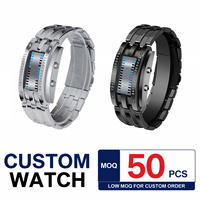 Montre numérique personnalisée pour couple BINBOND B0926 0926, bracelet en acier inoxydable, alarme, date automatique, étanche, lumineuse, vente en gros
