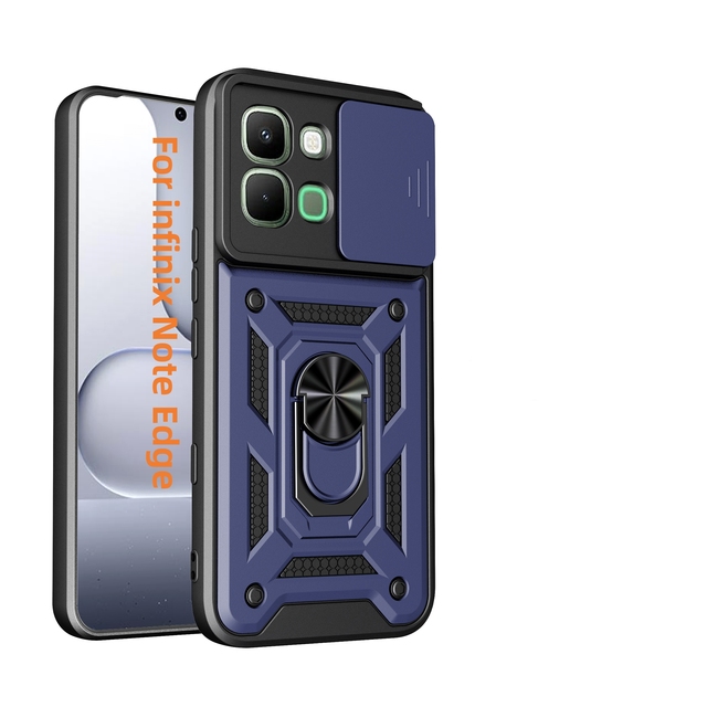 Window Style Mobile Phone Cases for Infinix Note Edge 5G Slide Camera Lens Protection Kickstand Shockproof Back Cover