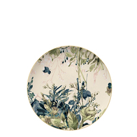 Vaisselle de luxe en porcelaine de printemps avec fleurs vertes Vaisselle de mariage Banquet en céramique à bord doré Vaisselle Ensemble d'assiettes à dîner