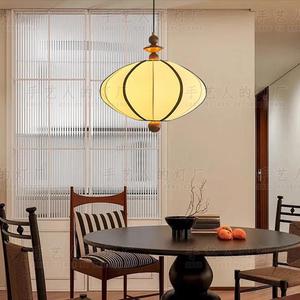 Lampe suspendue ovale en bois massif, lumière LED de 40cm, pour salle à manger, comptoir de bar, style chinois - Product Image 3