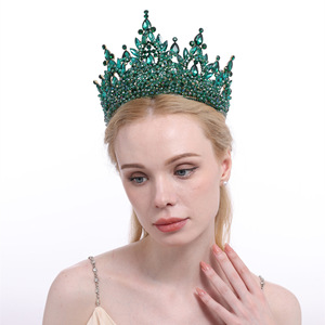 Tiara de Cristal Personalizada Miss Universo para Boda, Verde, Azul, Rojo, Morado, Dorado, <span class=keywords><strong>Tocado</strong></span>, Corona de Reina para Novia, para Mujeres - Product Image 5