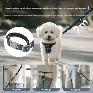 通気性のあるスポーツドッグリーシュデニムベストチェストハーネステディ小型犬ビションポメラニアンファッションボタン留め - Product Image 6