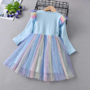 Nuove ragazze <span class=keywords><strong>Elsa</strong></span> principessa a maniche lunghe <span class=keywords><strong>vestito</strong></span> stile dolce per bambini in cartone animato modello per vestiti estivi per bambini - Product Image 2