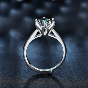 Anillo de Compromiso de Plata 925 con Moissanita Mosan, Corte <span class=keywords><strong>Esmeralda</strong></span> de Lujo para Mujer, Estilo Europeo Americano, Personalidad, 1 Quilate, Anillo Abierto - Product Image 2