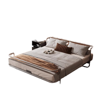 Nouvelle conception – Cadre de lit modulaire en métal réglable taille King Luotu – Contemporain, montage facile, gain de place pour chambre, villa, salon